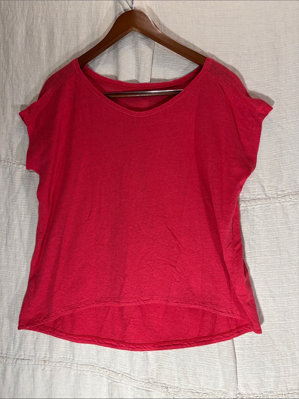 Eileen Fisher 100% Linen Coral Oversized High Low Boxy Top Small EUC